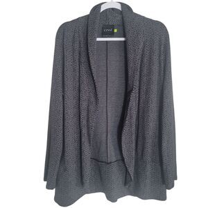 Lysse Shawl Collar Herringbone Knit Cardigan Women's Medium Black Gray Career